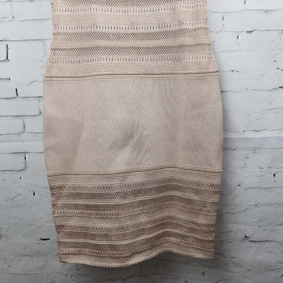 AZZEDINE ALAIA ICONIC VINTAGE SEMI SHEER CROCHET KNIT NEUTRAL DRESS SIZE SMALL - Picture 5 of 11